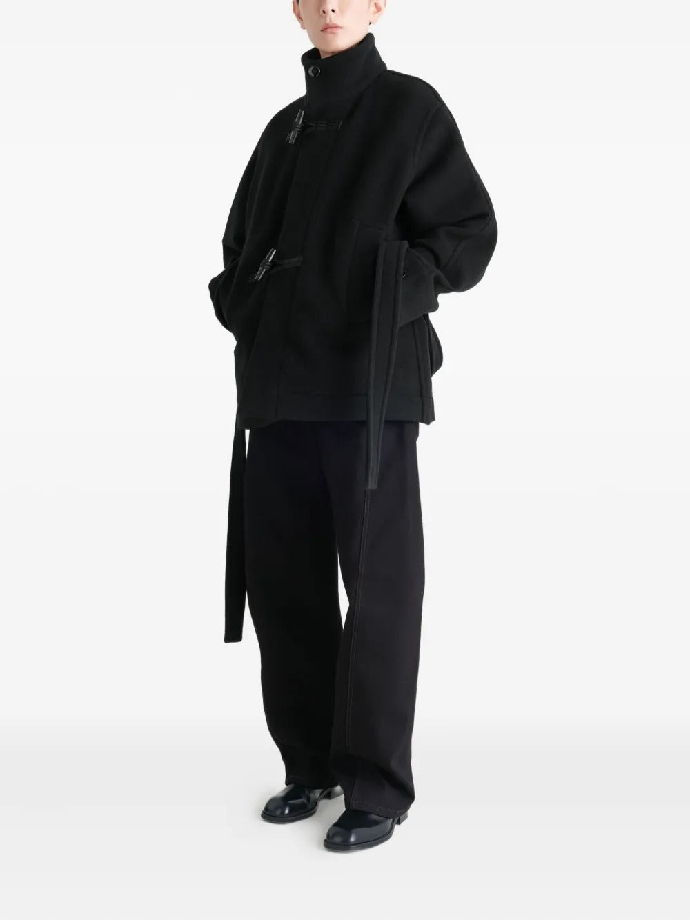 Black coat, full body view