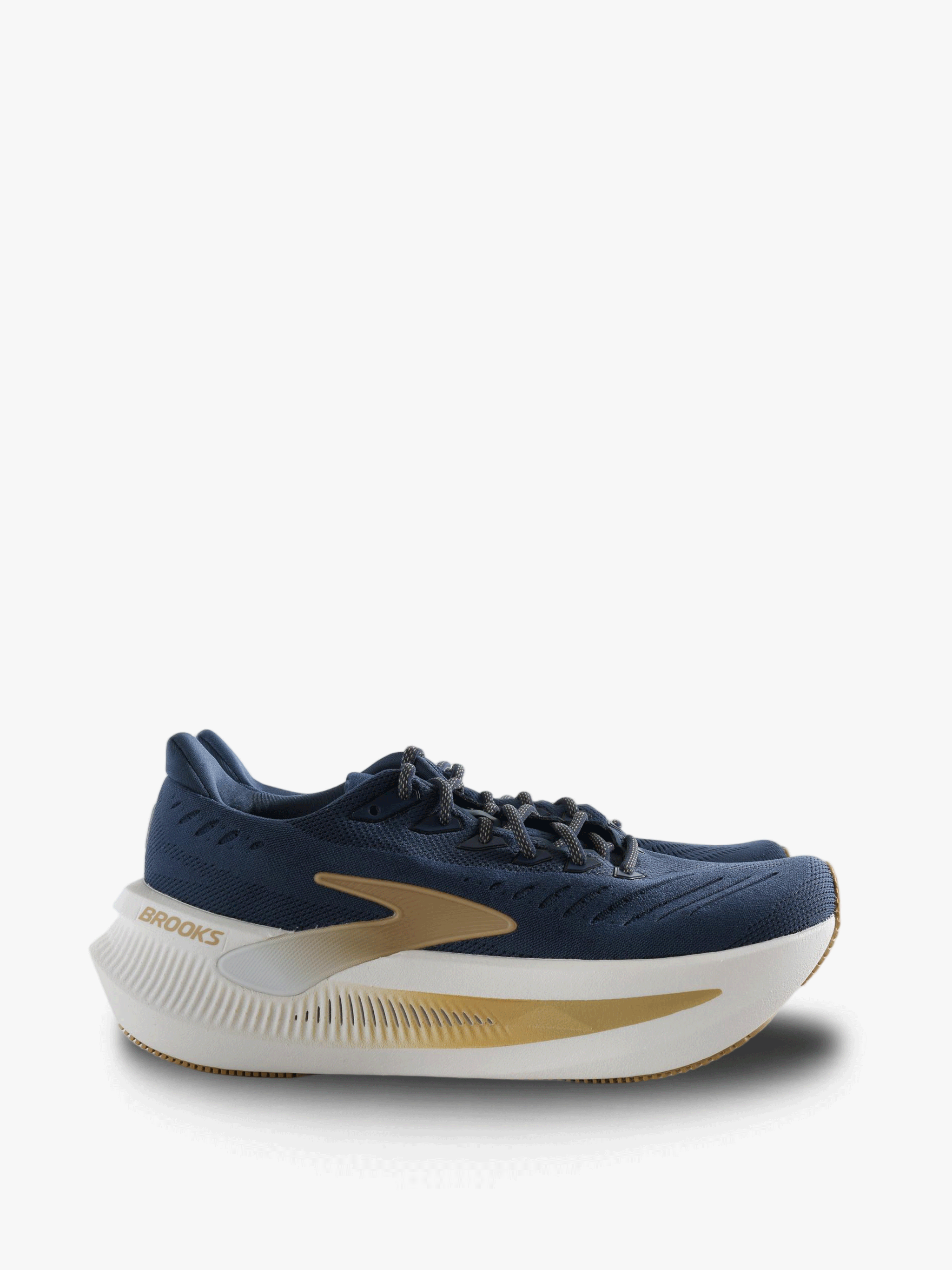 Navy shoes, side view