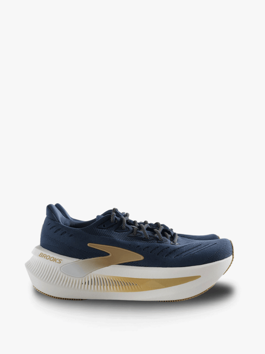 Navy shoes, side view