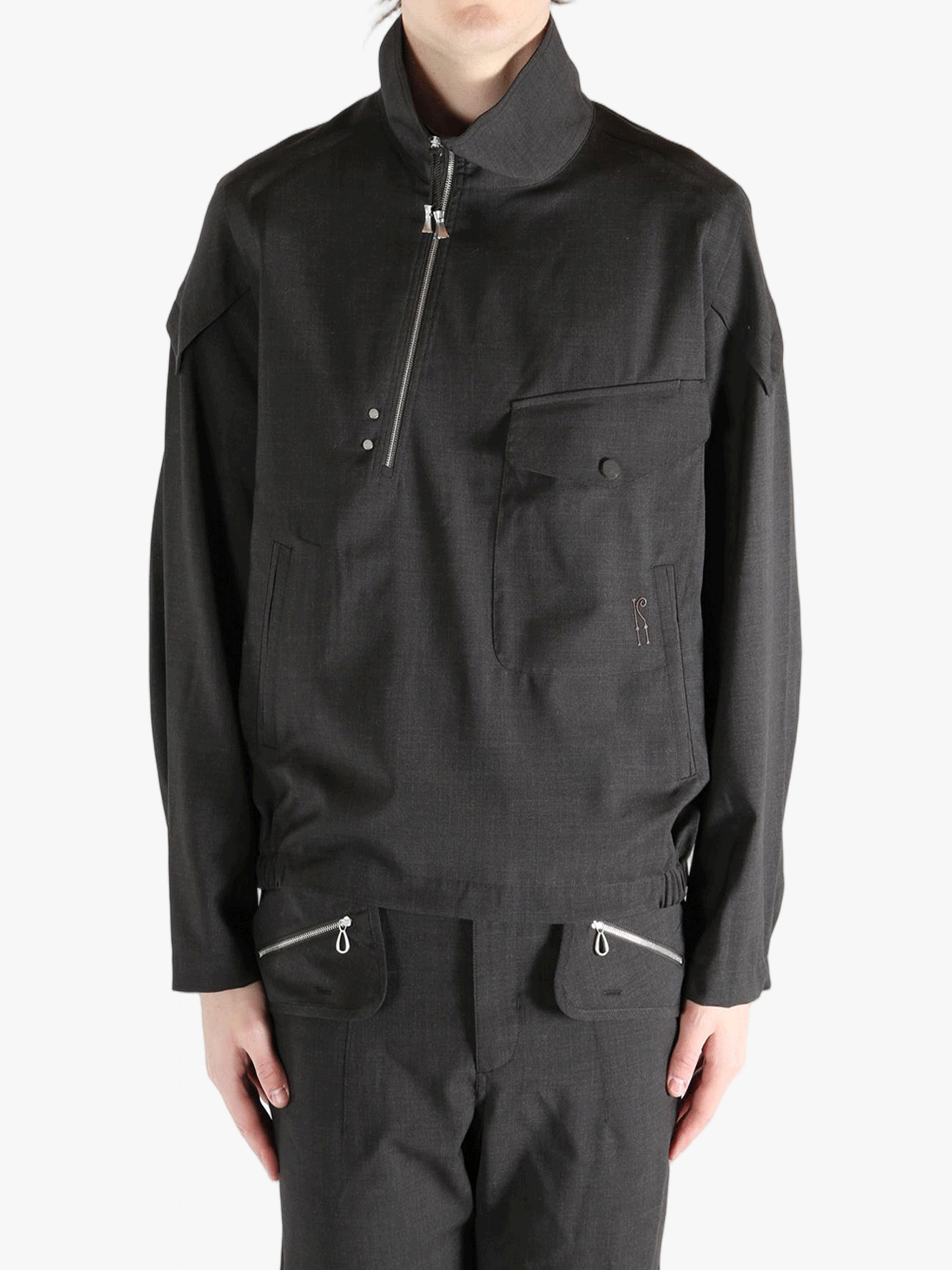 Black jackets-coats worn by a person, showing the jackets-coats's fit