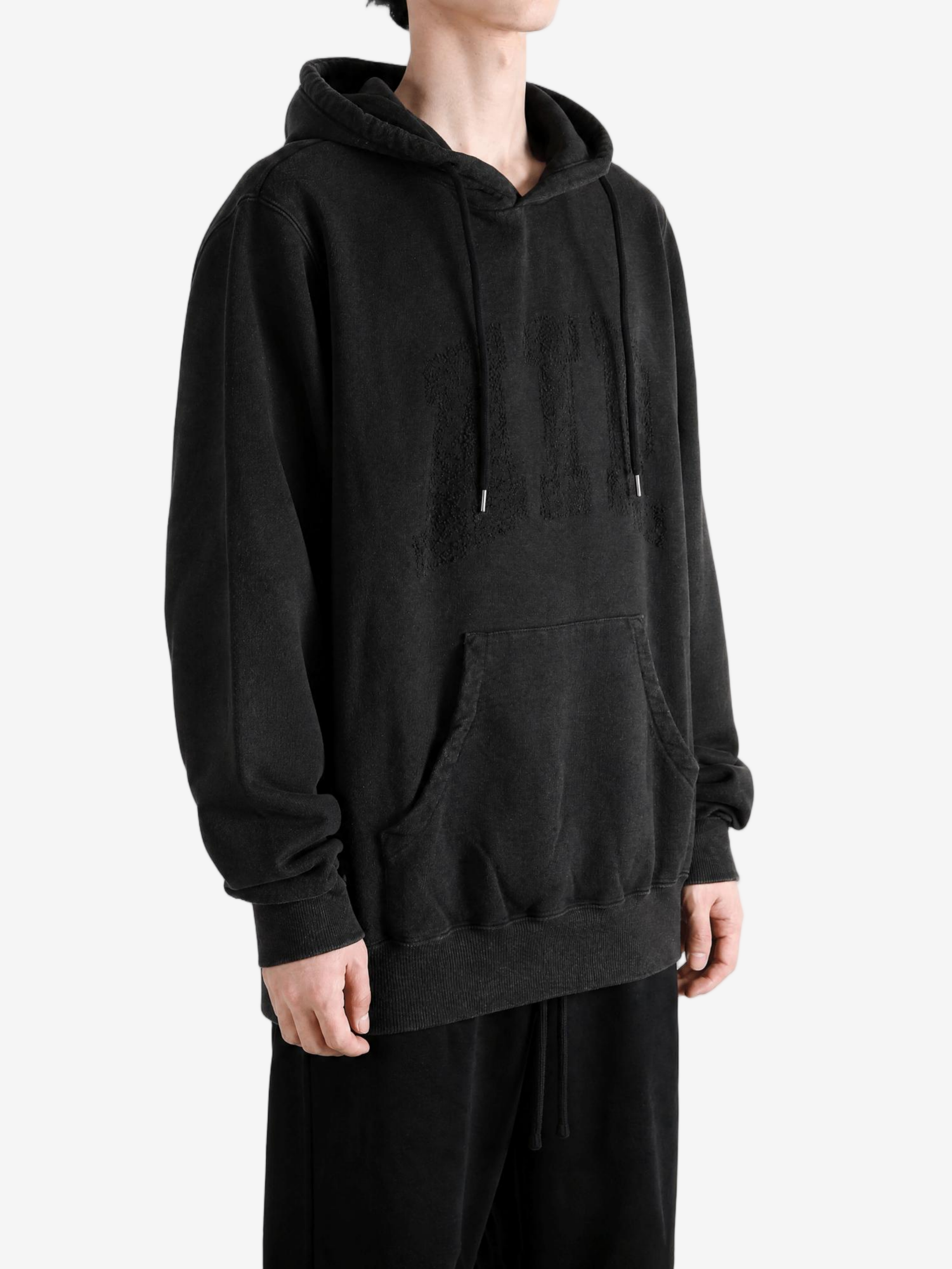 Black hoodie, full body view