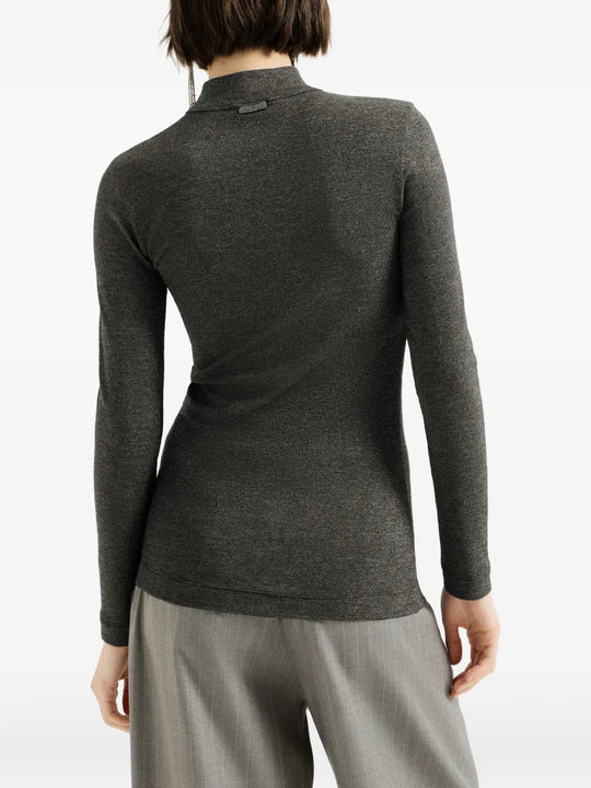 Grey knitwear, full body view