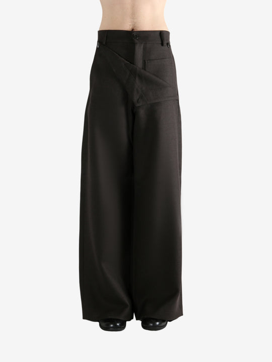 Brown pants worn by a person, showing the pants fit