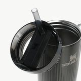 close up of black home, showing texture of the stainless steel fabric