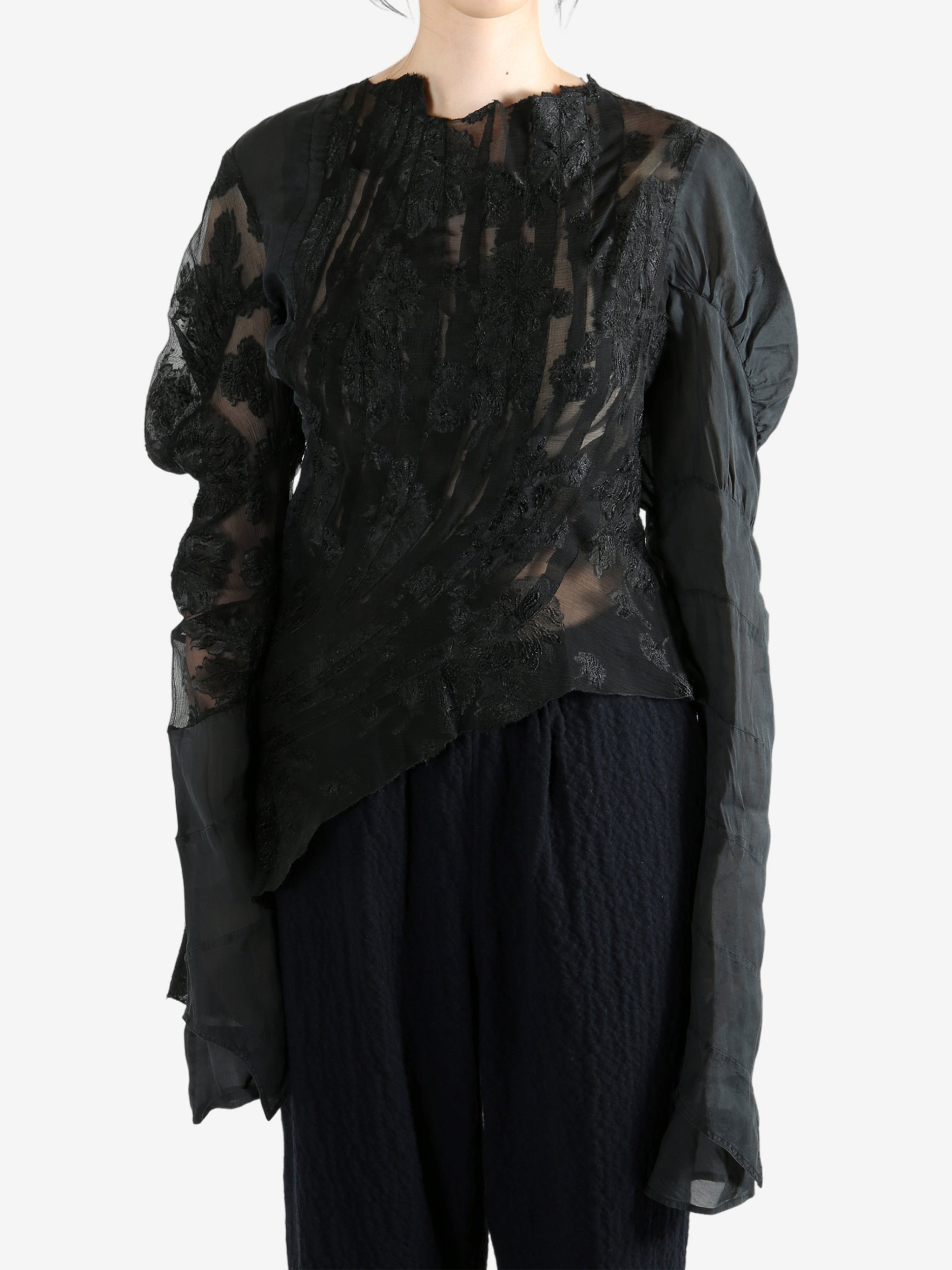 Black top worn by a person, showing the top's fit