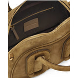 Close up of Tan bag, showing detail