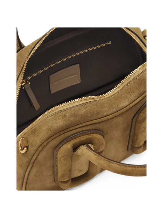 Close up of Tan bag, showing detail