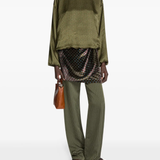 Green pants,full body view