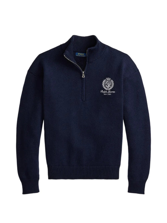 Navy hoodie, front view