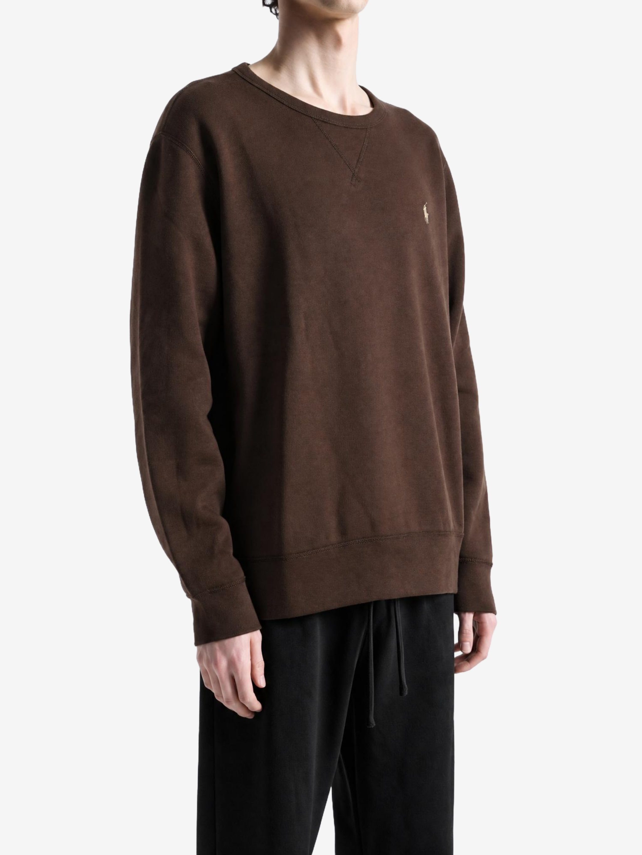 Brown hoodie, full body view