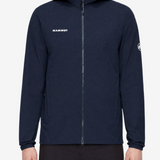 Navy jacket, full body view