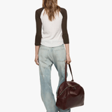 Brown t-shirt, full body view