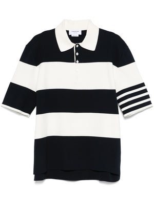 THOM BROWNE - Men Rugby Stripe Milano Stitch SS Polo In Lightweight Cotton W/4 Bar Stripe