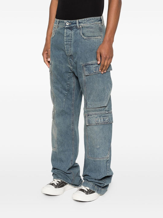 Blue jeans worn by a person, showing the jeans fit