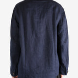 Blue jacket worn by a person, showing the jacket fit