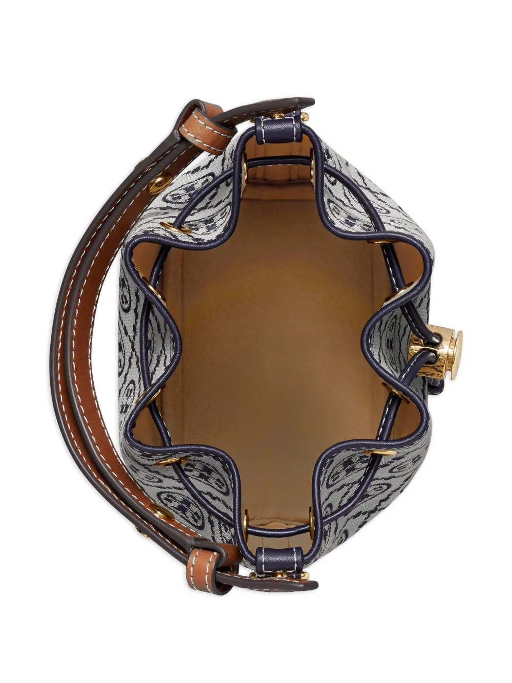 Navy bucket bag, top view