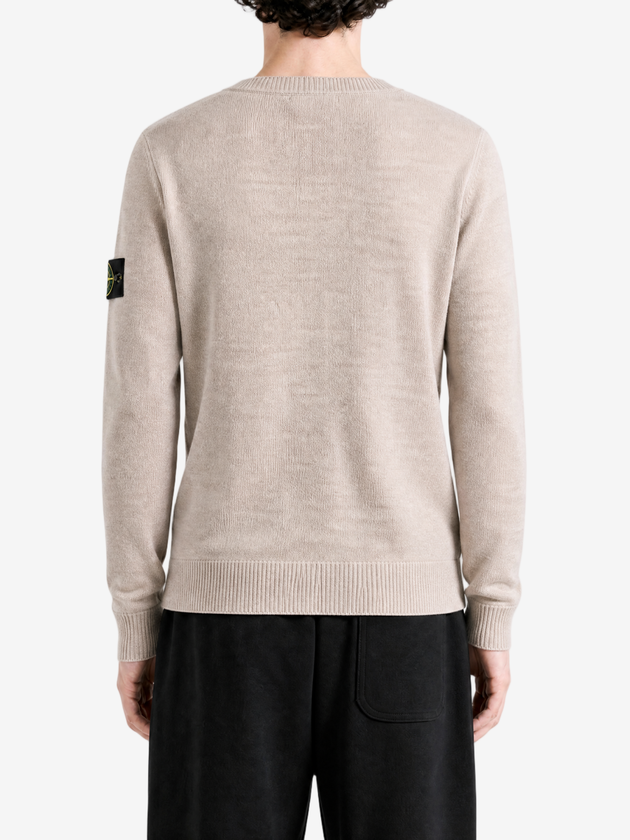 Tan hoodie, full body view
