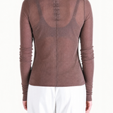 Brown t-shirt, full body view