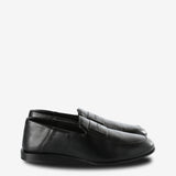 Black loafers,front view