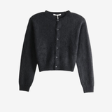 AURALEE - Women Garment-Dyed Baby Alpaca Fur Knit Crewneck Cardigan