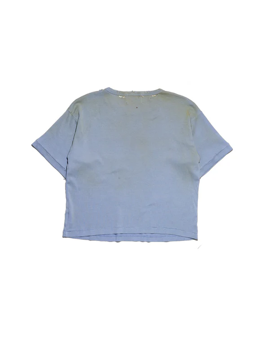 Blue t-shirt, back view