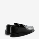 Black loafers,back view