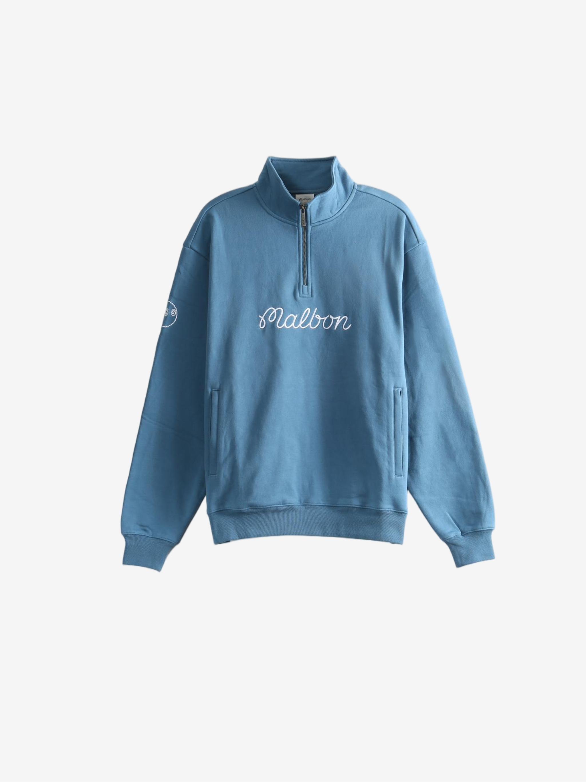 Blue hoodie, front view