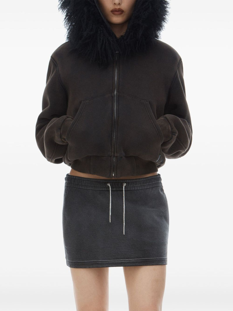 T BY ALEXANDER WANG - Women Terry Mini Skirt W/ Rhinestone Drawcord