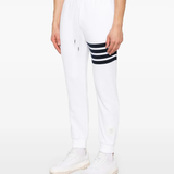 White pants worn by a person, showing the white pants fit