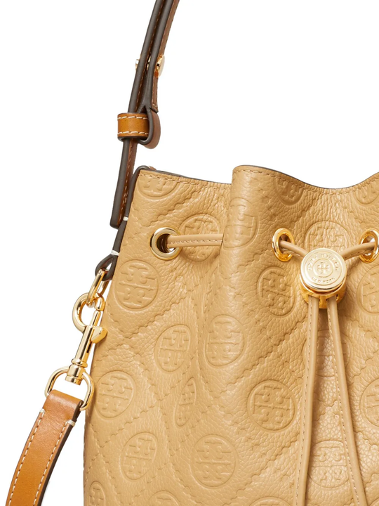 Close up of tan bag, showing texture of the Microfibre fabric