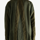 Green blazer worn by a person, showing the blazer's fit