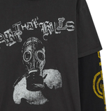 Close up of Black shirt, showing texture of the 100% cotton fabric