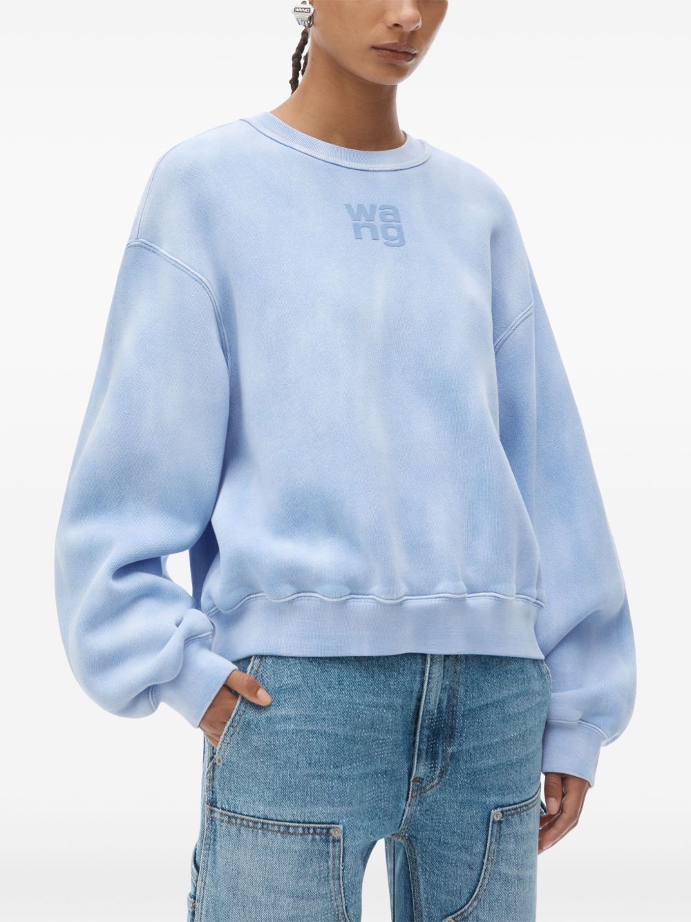 T BY ALEXANDER WANG - Women Essential Terry Crew W/ Puff Paint Logo Sweatshirt