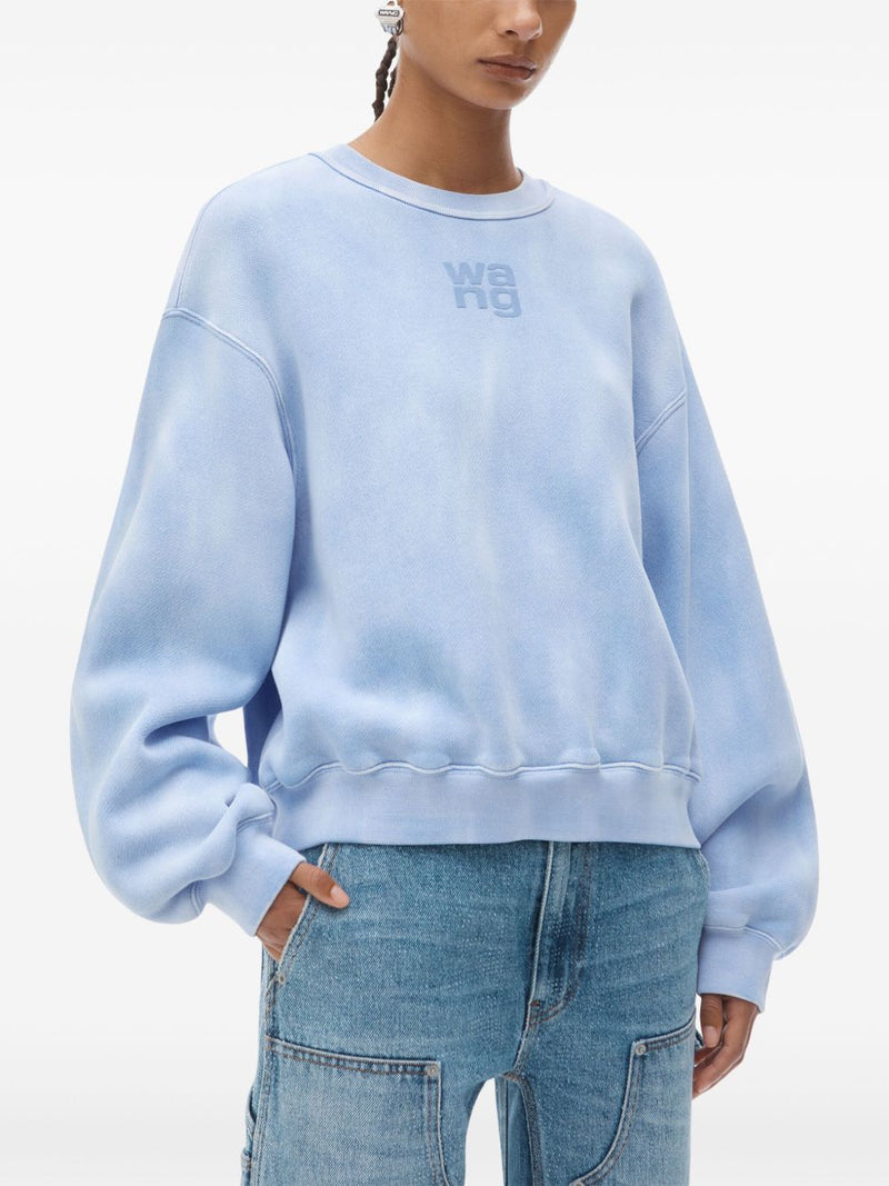 T BY ALEXANDER WANG - Women Essential Terry Crew W/ Puff Paint Logo Sweatshirt