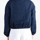 Navy jacket, full body view