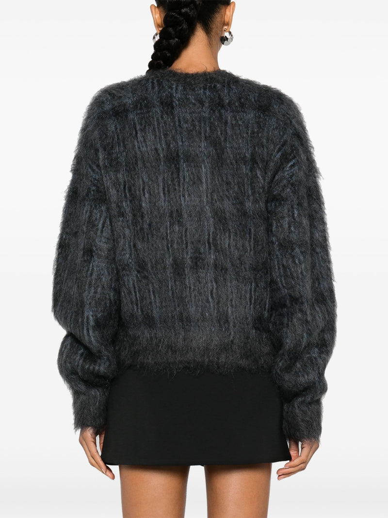 ALEXANDER WANG - Women Long Sleeve Cardigan In Plaid Brushed Mohair