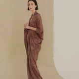 Burgundy dress, full body view