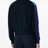 Navy knitwear, full body view