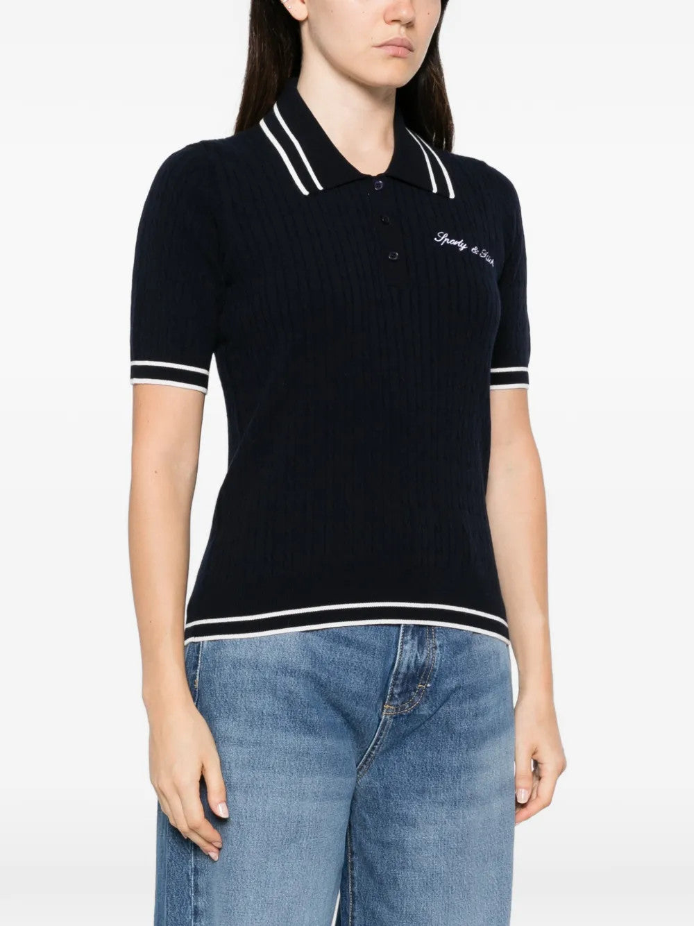 Navy t-shirt, front view