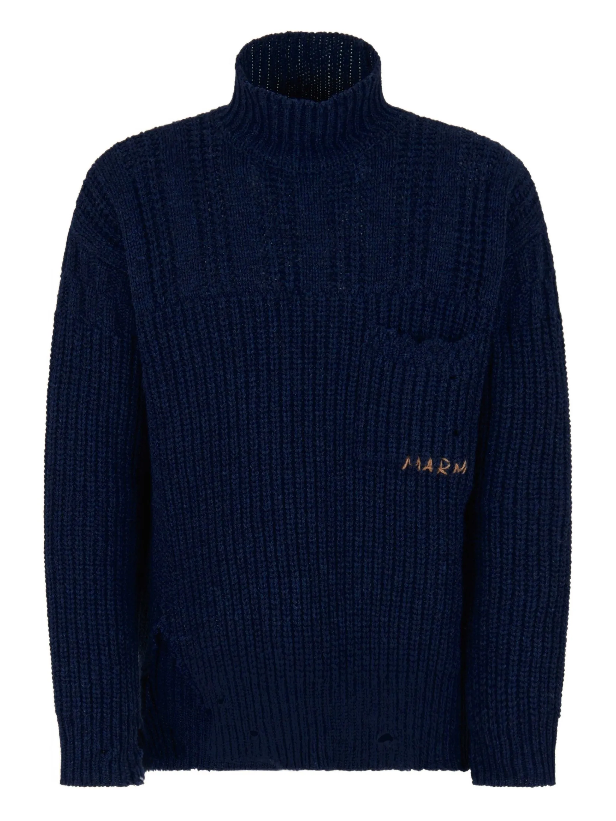 blue sweater, front view