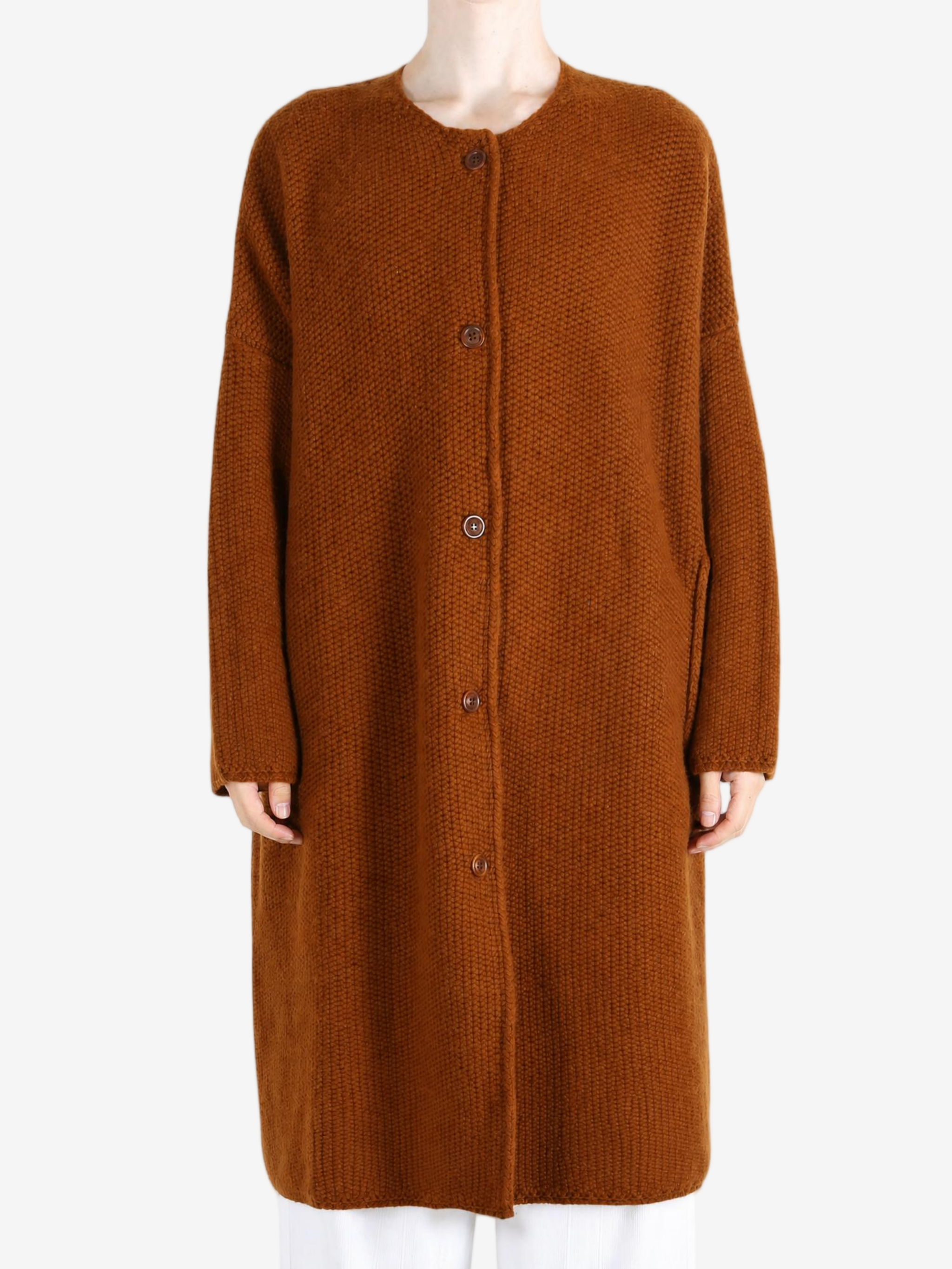 Brown jacket, full body view