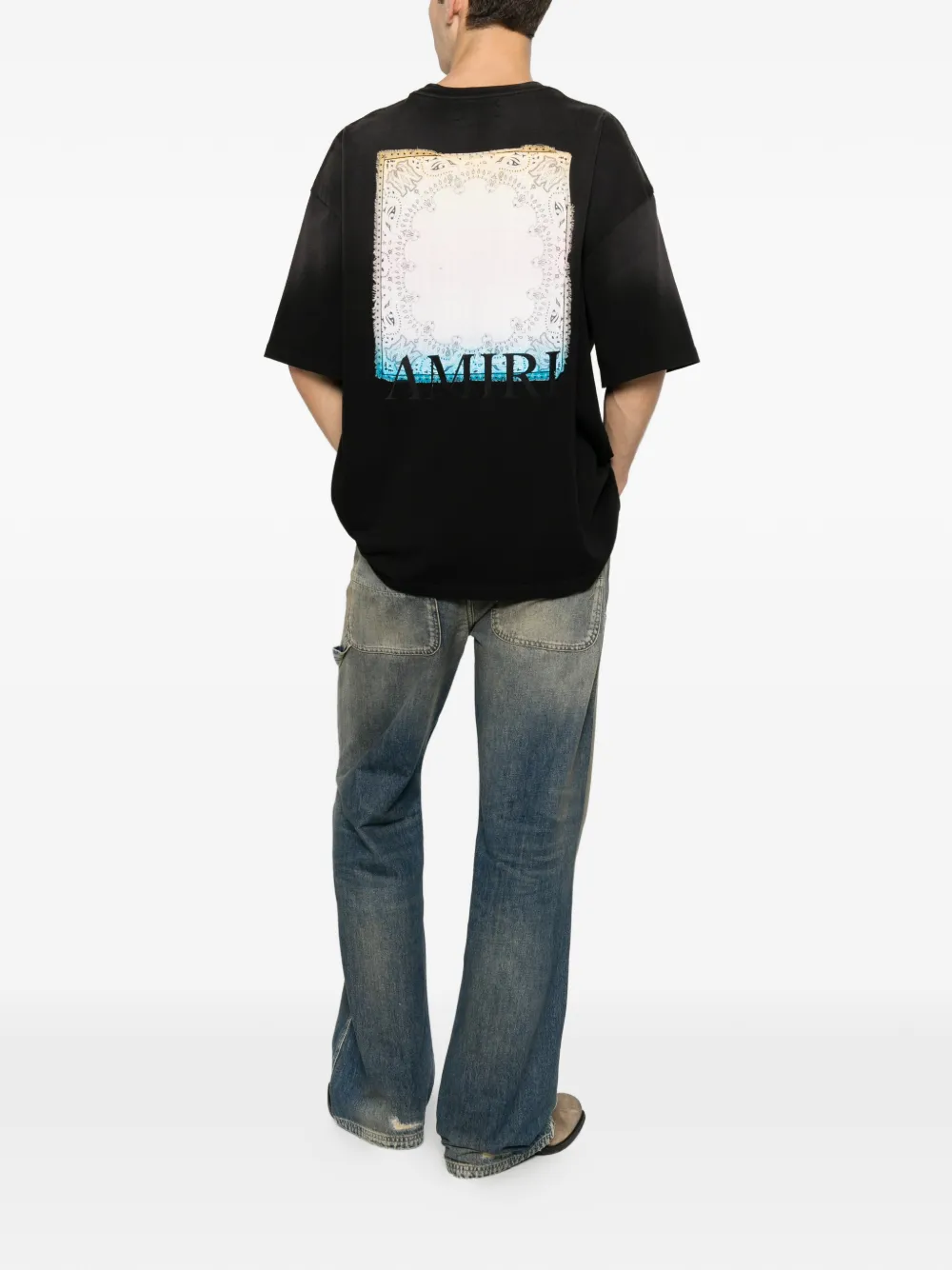 Black t-shirt, back view