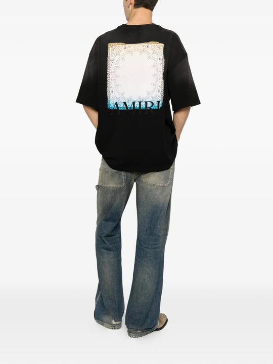 Black t-shirt, back view