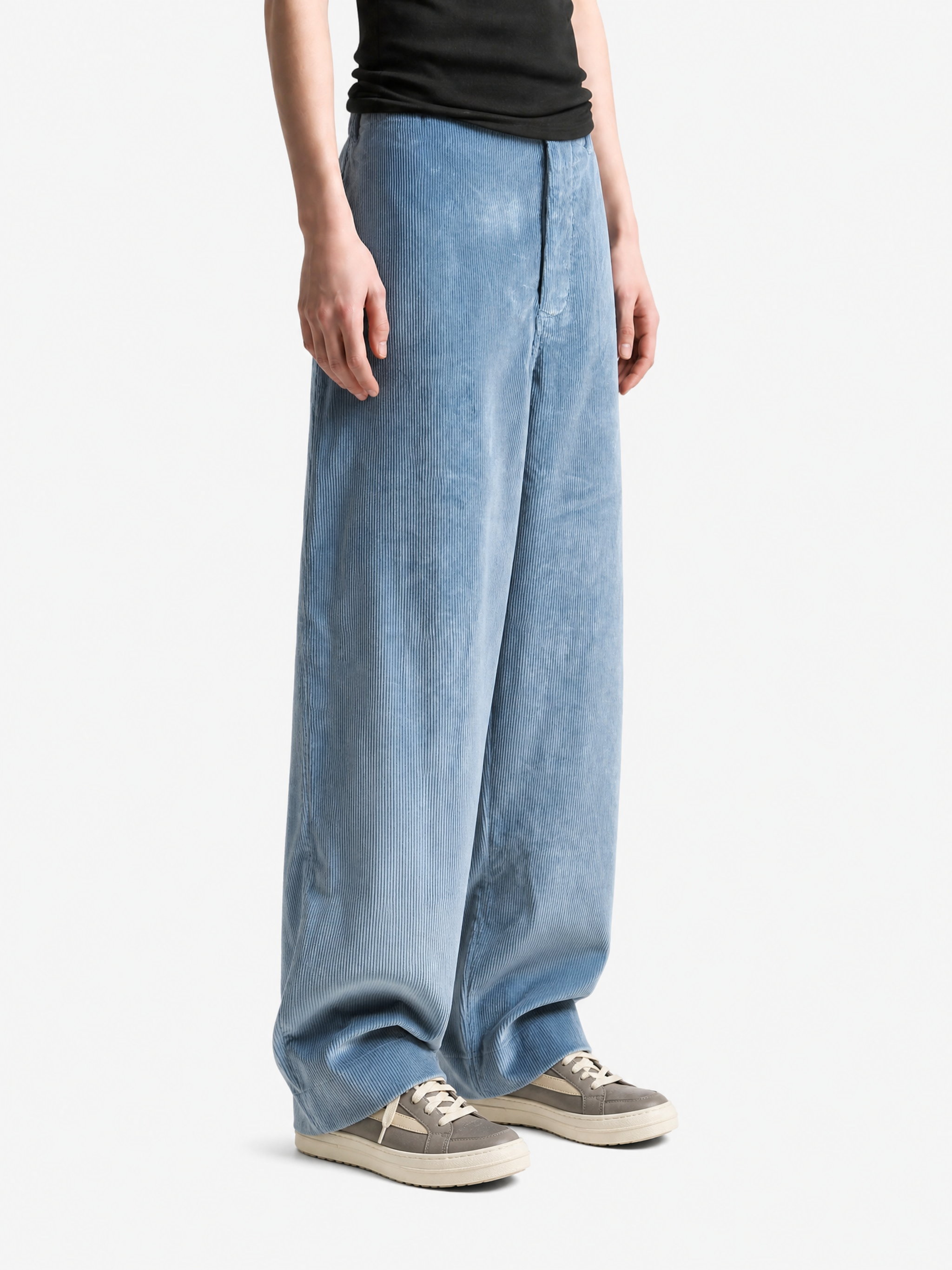 Blue pants, full body view