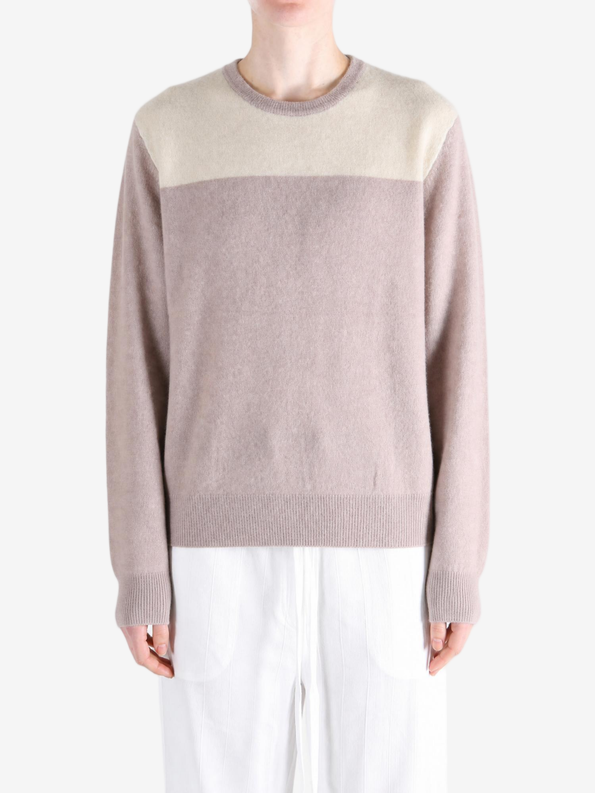 Tan hoodie, full body view