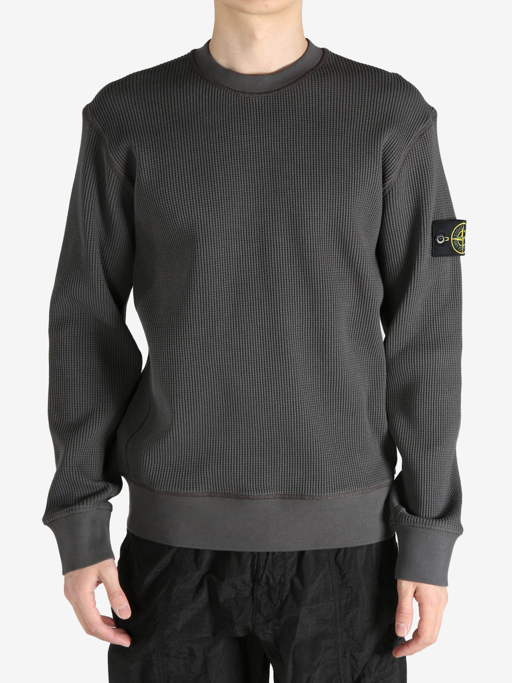 STONE ISLAND - Men Organic Cotton Waffle Fleece Sweatshirt