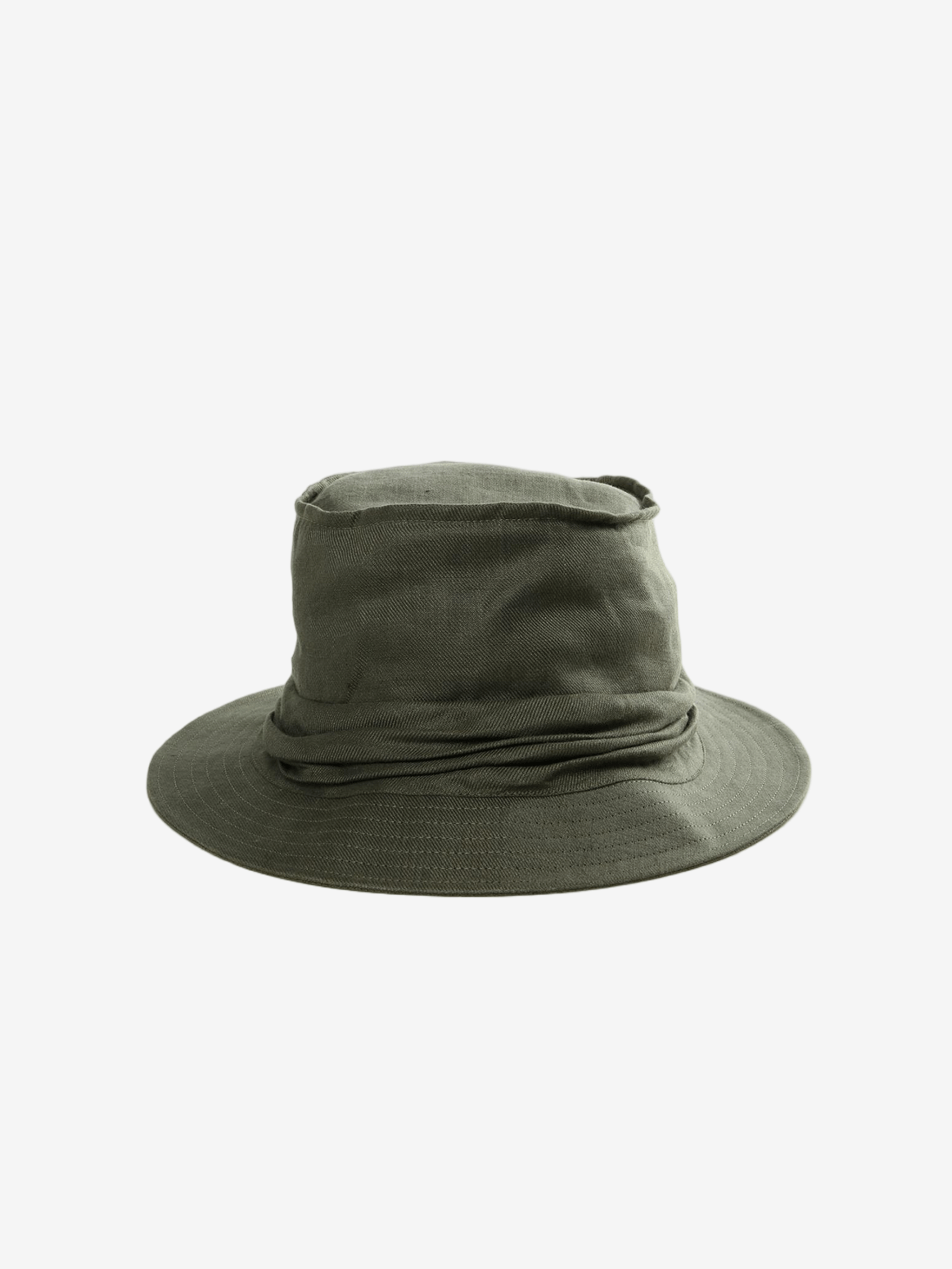 Green bucket hat, front view
