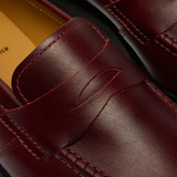 Close up of Burgundy shoes, showing detail