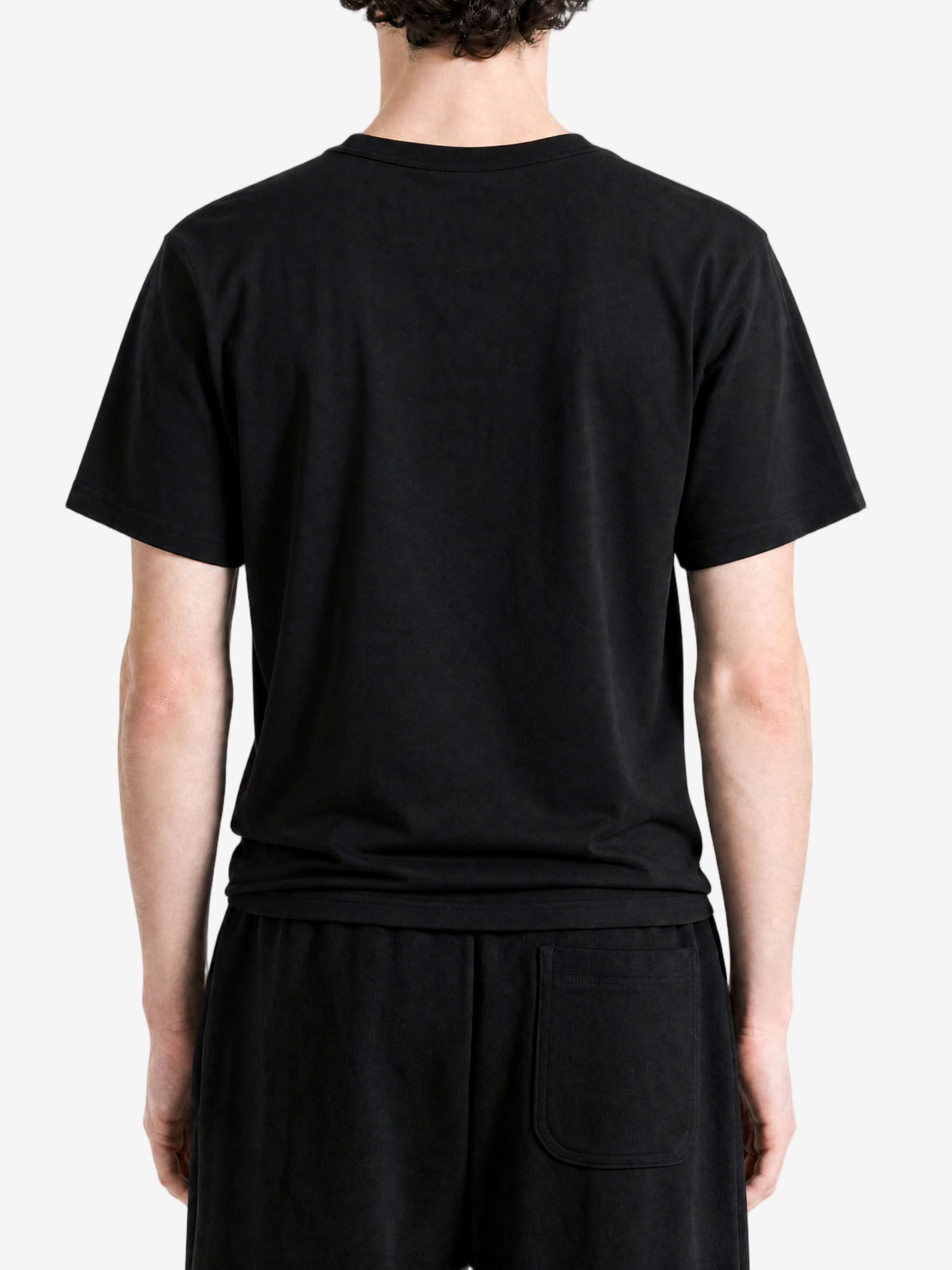 Black t-shirt, full body view