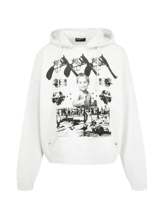 White hoodie, front view